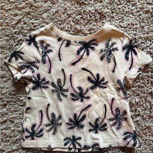Palm Tree Print Kids Shirt - Cream and Black